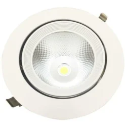 Spot LED Rond Encastrable Orientable COB Blanc 30W - Blanc Chaud