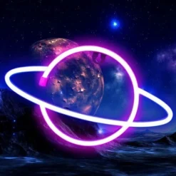 RUIOIU Enseignes Au Néon Planète Lumières Pour Chambre Décoration Murale Batterie Et Alimenté Par USB Esthétique Led Néon Lumière Pour Adolescentes Salon Décoration De Fête