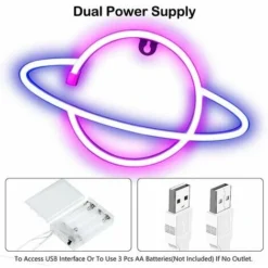 RUIOIU Enseignes Au Néon Planète Lumières Pour Chambre Décoration Murale Batterie Et Alimenté Par USB Esthétique Led Néon Lumière Pour Adolescentes Salon Décoration De Fête -Éclairage Domestique 87204654 5