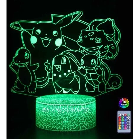 Veilleuse Lampe De Nuit 3D Pokemon Pikachu Lampe De Chevet LED Télécommande Touche 16 Couleurs Changeantes Prise USB 1 Veilleuse Lampe De Nuit 3D Pokemon Pikachu Lampe De Chevet LED Télécommande Touche 16 Couleurs Changeantes Prise USB