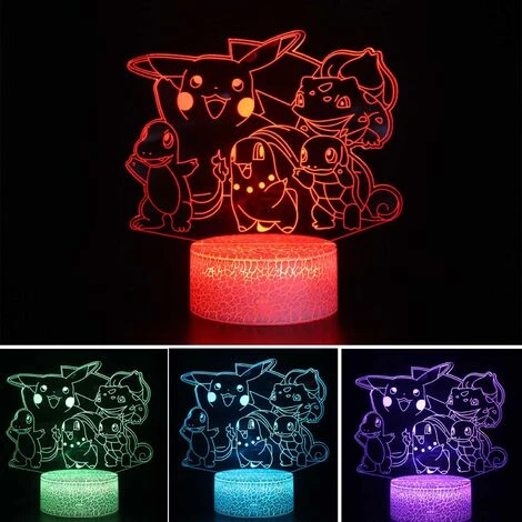 Veilleuse Lampe De Nuit 3D Pokemon Pikachu Lampe De Chevet LED Télécommande Touche 16 Couleurs Changeantes Prise USB 2 Veilleuse Lampe De Nuit 3D Pokemon Pikachu Lampe De Chevet LED Télécommande Touche 16 Couleurs Changeantes Prise USB – Image 2