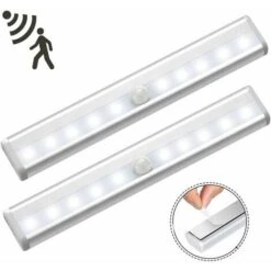 Lot De 3 Lampe Led Detecteur De Mouvement Interieur Lumière Armoire 10 LEDs Spot Sans Fil, Lampe De Placard LED éclairage Led à Piles Avec Bande Magnétique, Veilleuse Enfant Escaliers Couloir -Éclairage Domestique 87834885 3