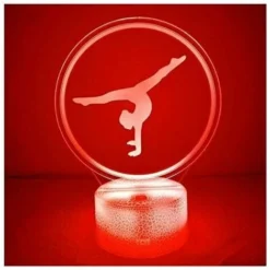 DHKLFA Creative Gymnastique Artistique 3D Veilleuse Alimenté USB Interrupteur Tactile Télécommande LED Décor Optique Illusion 3D Lampe -Éclairage Domestique 87908359 4