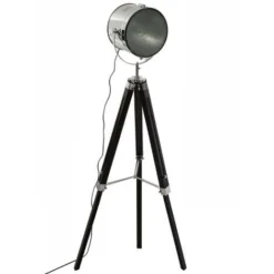 Lampadaire En Métal Bois Ebor Noir - Atmosphera Créateur D'intérieur