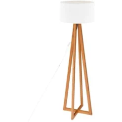 Lampadaire Molu Blanc Et Bois H140cm - Atmosphera Créateur D'intérieur