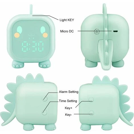 Réveil Enfant Fille Garcons Dinosaure Lumineux Reveil Enfant Numerique Lampe Réveil Veilleuse Jour Nuit Enfant Réveil De La Maternelle Volume Réglable Avec Snooze Compte à Rebours-Vert 2 Réveil Enfant Fille Garcons Dinosaure Lumineux Reveil Enfant Numerique Lampe Réveil Veilleuse Jour Nuit Enfant Réveil De La Maternelle Volume Réglable Avec Snooze Compte à Rebours-Vert – Image 2