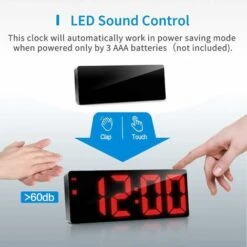 Réveil Numérique, Flysocks Réveil Numérique Avec 3 Niveaux De Luminosité, Réveil électronique Alimenté Par USB Ou 3 Piles AAA (non Incluses), Réveil Snooze Avec Contrôle Du Son Et Affichage LED 1pc No -Éclairage Domestique 89768206 3