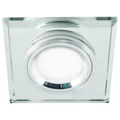 Support Simple Encastrable Verre Et Chrome Pour Ampoule LED GU10