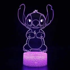 3D Lampe À Led Glow Night Lights Stitch Modèle Led Lampe Kiddécoration De Chambre Lumières Avec Télécommande Parfait Cadeaux De Noël@Crack Base 7 CouleursBase Blanche 7Colorsrc