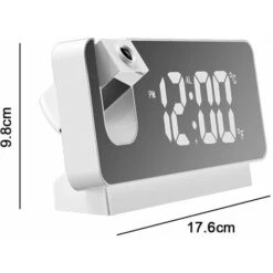 Réveil à Projection Pour Chambre à Coucher, Gradateur De Radio-réveil Numérique Et Ports De Charge USB, Projecteur Rotatif à 180°, Double Alarme, Répétition, Affichage LED Clair Horloge Numérique Pour -Éclairage Domestique 91099111 3