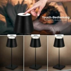 Lampe De Table Rechargeable Dimmable Sans Fil L'intérieur L'extérieur IP54 Fonction Tactile USB-C 2m Noir -Éclairage Domestique 92771447 3