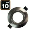EUROPALAMP Lot De 10 Collerettes Supports Encastrables Orientables Spot LED Rond Alu Brossé - Diametre 90mm - Trou De Perçage 65mm