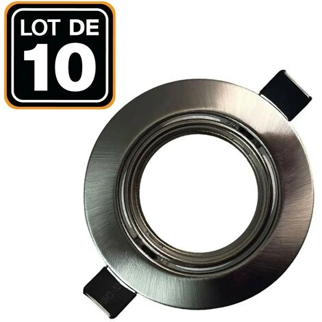 EUROPALAMP Lot De 10 Collerettes Supports Encastrables Orientables Spot LED Rond Alu Brossé - Diametre 90mm - Trou De Perçage 65mm 1 EUROPALAMP Lot De 10 Collerettes Supports Encastrables Orientables Spot LED Rond Alu Brossé - Diametre 90mm - Trou De Perçage 65mm
