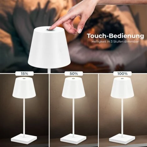 Lampe De Table Rechargeable Dimmable Sans Fil, Lampe De Table Dimmable Intérieur L'extérieur IP54 Fonction Tactile USB-C 2m Blanc 3 Lampe De Table Rechargeable Dimmable Sans Fil, Lampe De Table Dimmable Intérieur L'extérieur IP54 Fonction Tactile USB-C 2m Blanc – Image 3