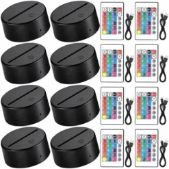 Base De Lampe De LumièRe LED De Nuit 3D Base D'Affichage De LumièRes LED Support De Base éClairé 16 Couleurs Avec TéLéCommande Et Câble USB