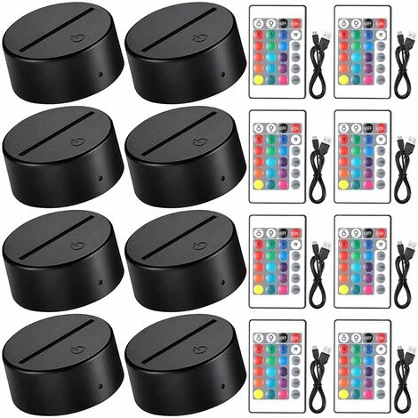Base De Lampe De LumièRe LED De Nuit 3D Base D'Affichage De LumièRes LED Support De Base éClairé 16 Couleurs Avec TéLéCommande Et Câble USB 1 Base De Lampe De LumièRe LED De Nuit 3D Base D'Affichage De LumièRes LED Support De Base éClairé 16 Couleurs Avec TéLéCommande Et Câble USB