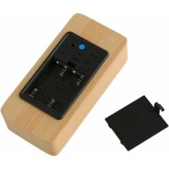 Horloge Numérique En Bois Multifonctionnel LED Réveil Commande Vocale Adapté à La Maison Lumière Blanche En Bois De Bambou -Éclairage Domestique 94926749 5