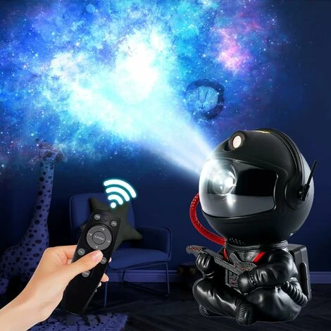 Astronaut Galaxy Projector Light, Projecteur D'étoile D'astronaute Avec Télécommande Et Luminosité Réglable(15 Types), Rotation à 360 ° , Pour Décoration Et Cadeau Pour Enfants (Noir) 2 Astronaut Galaxy Projector Light, Projecteur D'étoile D'astronaute Avec Télécommande Et Luminosité Réglable(15 Types), Rotation à 360 ° , Pour Décoration Et Cadeau Pour Enfants (Noir) – Image 2