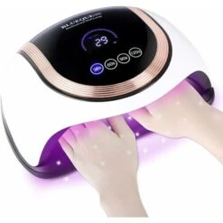 Lampe UV Sèche Ongles,180W UV LED Séchoir à Ongles Professionnel Automatique, 4 Minuteries 30/60/90/120S, Grand LCD Ecran, Base Aimant Démontable, Pour Vernis Semi Permanent