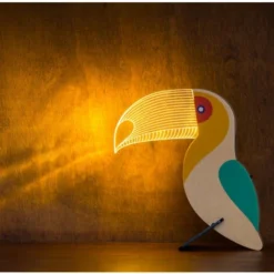 Veilleuse Acrylique Créative Animaux En Bois Lumières LED De Décoration De Salon Et De Chambre à Coucher Lumières LED En Forme De Toucan