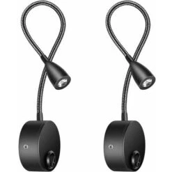 2 Pack Lampe Chevet Murale, Lumières Applique Liseuse Led Col De Cygne Lumière 3W, 3000K Blanc Chaud Lampe De Lecture(Noir)