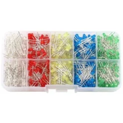 Accessoire Pour Ruban LED (connecteur, Contrôleur, Amplificateur) Diode électroluminescente,Assortment Diodes Kit DIY 500pcs 3mm LED Lumière Blanc Jaune Rouge Bleu Vert