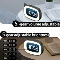 Réveil,réveil Enfant Educatif, 18 Types De Musique Reveil Veilleuse Enfant LED Veilleuses Educatif Jour/nuit Lumineux 5 Couleurs Snooze Réveil 2 Alarmes Pour Fille Garcon,Blanc -Éclairage Domestique 96715618 3
