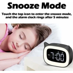 Réveil,réveil Enfant Educatif, 18 Types De Musique Reveil Veilleuse Enfant LED Veilleuses Educatif Jour/nuit Lumineux 5 Couleurs Snooze Réveil 2 Alarmes Pour Fille Garcon,Blanc -Éclairage Domestique 96715618 4