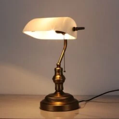 Lampe De Banquier Ancienne Blanc -Éclairage Domestique 96837334 3