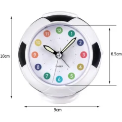Réveil Enfant Analogique Garon Fille Réveil Matin à Piles Alarme Forme De Football Silencieux Sans Tic-Tac Lumineux Snooze Alarme Sonore Ascendante Chevet Réveil (Noir) -Éclairage Domestique 97634607 5