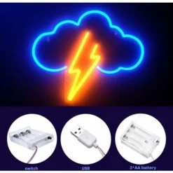 Néon Nuage Acrylique, Alimenté Par Batterie Ou USB, Décoration Murale -Éclairage Domestique 97669552 4