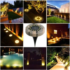 4pcs IP65 étanche Résine Solaire Lumières Jardin 16LED Blanc Chaud Paysage éclairage LED Encastré Spot Solaire Extérieur Pour Cour Allée Pelouse -Éclairage Domestique 97737433 3