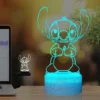 Lampe Stitch,Veilleuse De Dessin Animé 3D Enfant Rechargeable Lampe De Chevet De Chambre USB Télécommande 16 Couleurs Lampe De Bureau Illusion Décoration De Chambre De Bébé Doux Fille(Crack Stitch)
