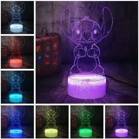 Lampe Stitch,Veilleuse De Dessin Animé 3D Enfant Rechargeable Lampe De Chevet De Chambre USB Télécommande 16 Couleurs Lampe De Bureau Illusion Décoration De Chambre De Bébé Doux Fille(Crack Stitch) 3 Lampe Stitch,Veilleuse De Dessin Animé 3D Enfant Rechargeable Lampe De Chevet De Chambre USB Télécommande 16 Couleurs Lampe De Bureau Illusion Décoration De Chambre De Bébé Doux Fille(Crack Stitch) – Image 3