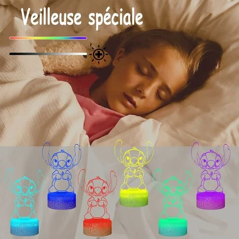 Lampe Stitch,Veilleuse De Dessin Animé 3D Enfant Rechargeable Lampe De Chevet De Chambre USB Télécommande 16 Couleurs Lampe De Bureau Illusion Décoration De Chambre De Bébé Doux Fille(Crack Stitch) 4 Lampe Stitch,Veilleuse De Dessin Animé 3D Enfant Rechargeable Lampe De Chevet De Chambre USB Télécommande 16 Couleurs Lampe De Bureau Illusion Décoration De Chambre De Bébé Doux Fille(Crack Stitch) – Image 4