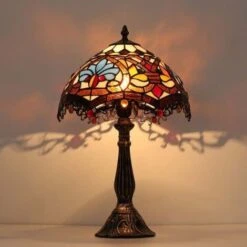 Lampe De Table D'inspiration Tiffany Avec Mosaïque Florale En Verre -Éclairage Domestique 99413152 4