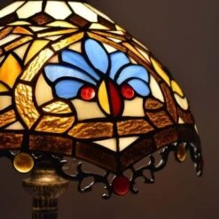 Lampe De Table D'inspiration Tiffany Avec Mosaïque Florale En Verre -Éclairage Domestique 99413152 5