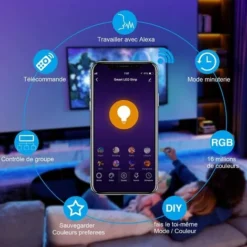 Ruban LED WiFi 10 M (2 X 5M), Bande LED RGB 5050 SMD IP65 Multicolore 16 Millions De Couleurs Sync Avec Musique Smart Téléphone APP Travail Avec Alexa Google Home, Pour Décoration Maison [Classe énerg 8 Ruban LED WiFi 10 M (2 X 5M), Bande LED RGB 5050 SMD IP65 Multicolore 16 Millions De Couleurs Sync Avec Musique Smart Téléphone APP Travail Avec Alexa Google Home, Pour Décoration Maison [Classe énerg -Éclairage Domestique 99452616 4